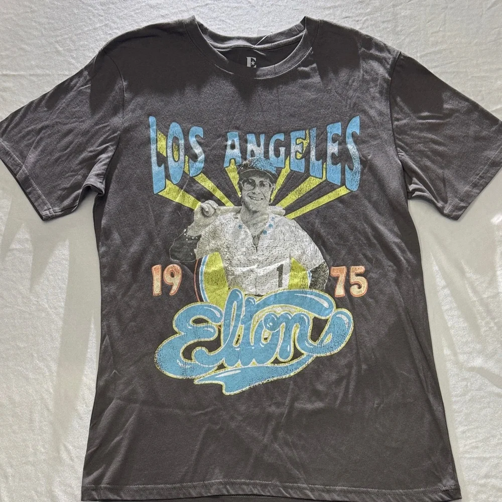 Elton John Los Angeles 1975 Baseball Graphic T-Shirt - Gray M - Picture 5 of 7